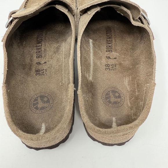 New Birkenstock Buckley Suede Leather Clogs Gray Taupe Sz 38 - Picture 5 of 12